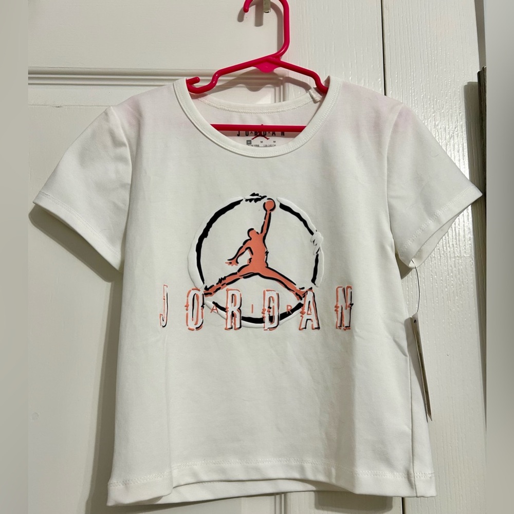 Jordan Kids White and Orange Logo T-Shirt